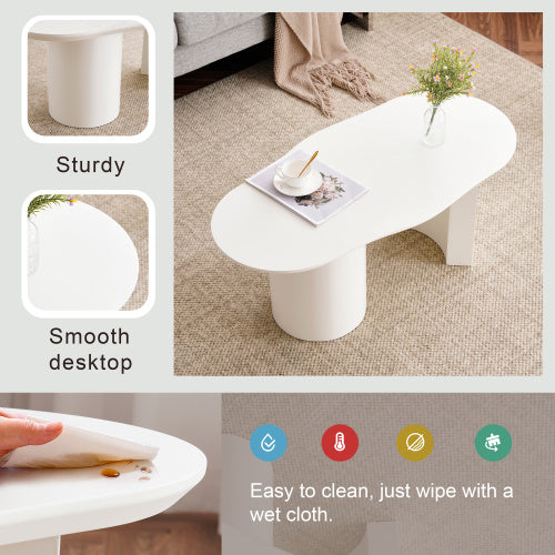 White Wooden Painted Coffee Table Abstract Cloud Shaped,Irregular White Coffee Table, Tea Table End Table, Modern Coffee Table, For Living Room Furniture, Easy Assembly